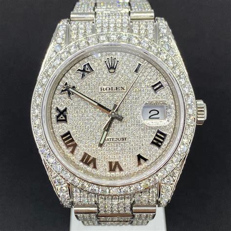 rolex watch iced out|rolex datejust iced out 41mm.